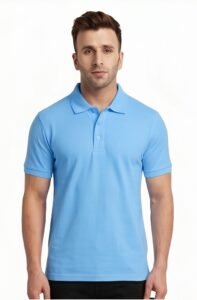 Sky Blue Plain Polo T-Shirt for Men – 100% Cotton, 220 GSM